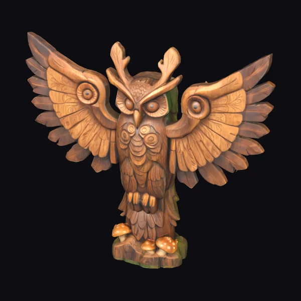 Wooden Owl Totem