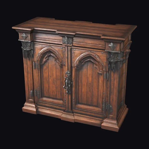 Large Wooden Medieval Cabinet