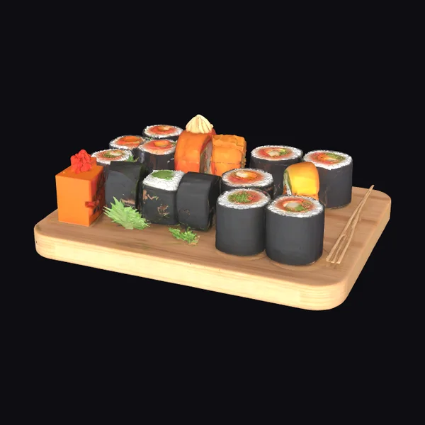 Sushi on Wooden Platter