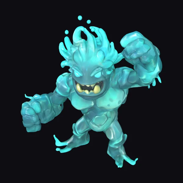Glowing Aqua Humanoid Creature