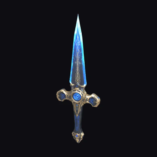 Glowing Blue Crystal Sword