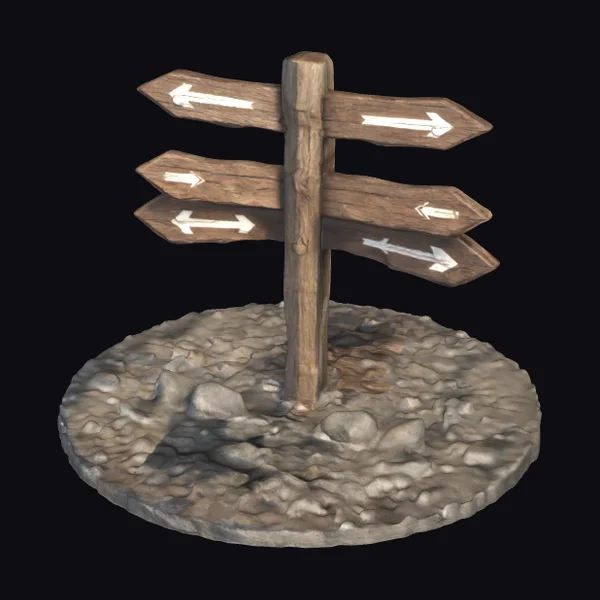 Rustic Wooden Directional Signpost