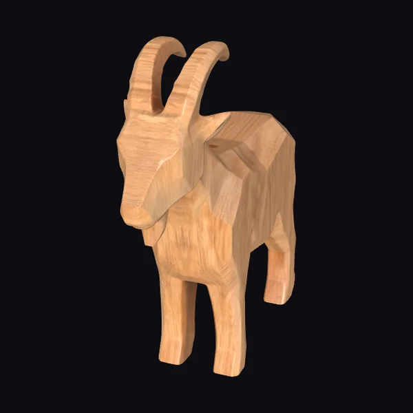 Wooden Goat Sculpture