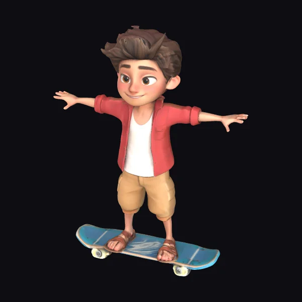 Boy on Skateboard Pose