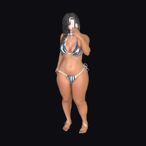 Woman in Metallic Bikini