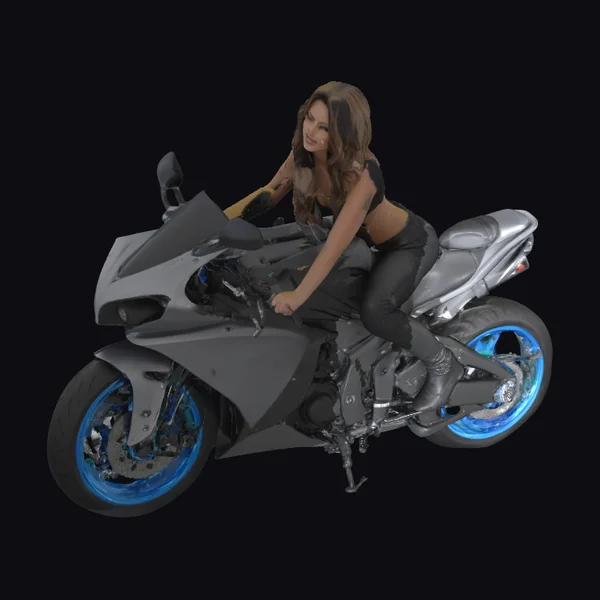 Biker Girl on Motorcycle