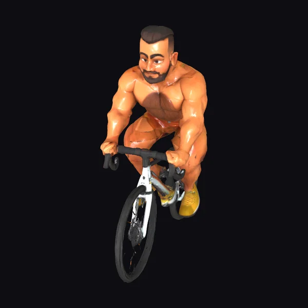Muscular Man on Bicycle