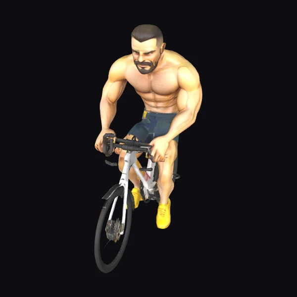 Muscular Man on Bicycle