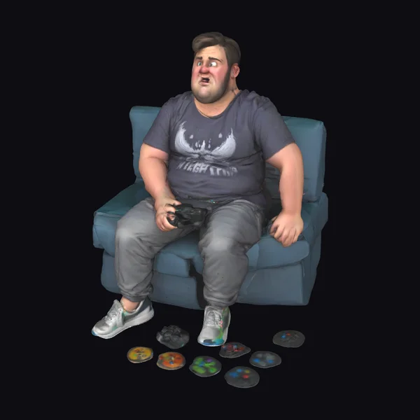 Fat Guy Playing Video Games