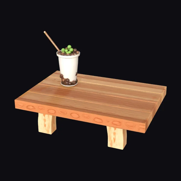 Wooden Table with Boba