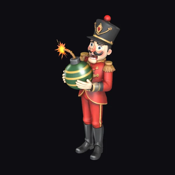 Cartoon Nutcracker with Bomb
