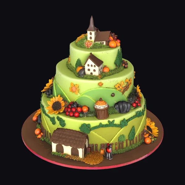 Autumn Village Cake