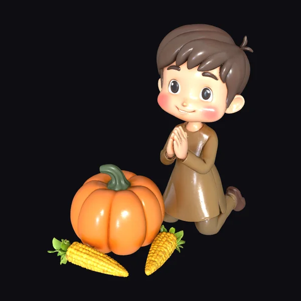 Kneeling Child with Pumpkin