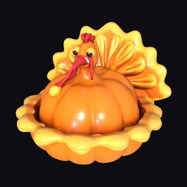 Cartoon Turkey Pumpkin Dish