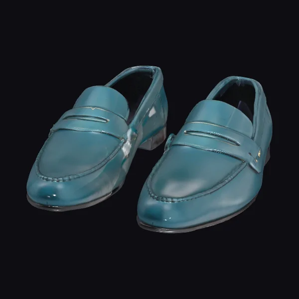 Teal Leather Loafers