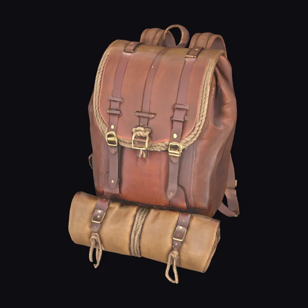 Leather Backpack with Sleeping Bag