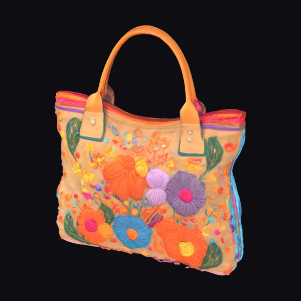 Embroidered Floral Canvas Tote