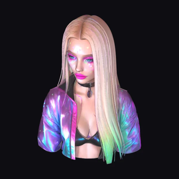 Blonde Cyberpunk Woman Bust