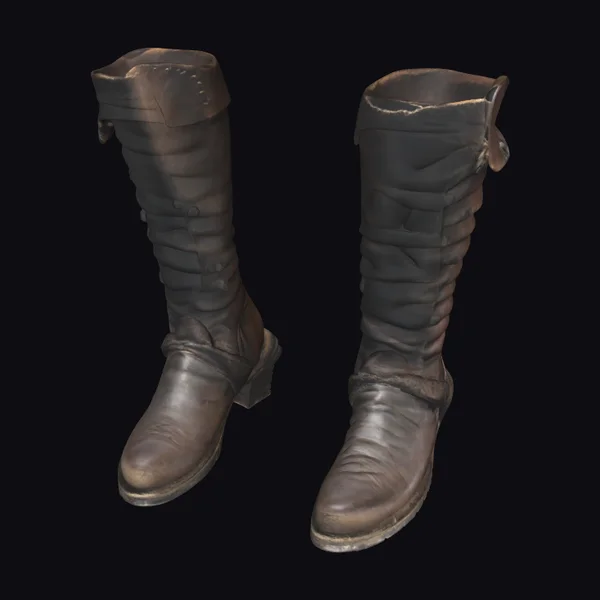 Worn Leather Knee Boots