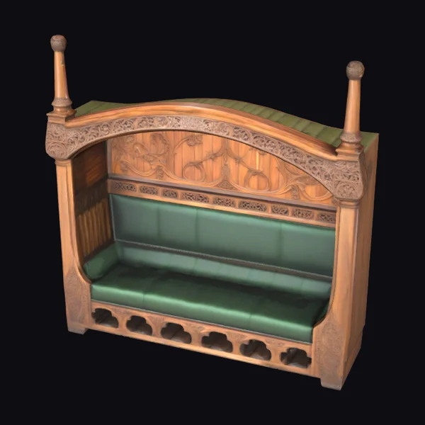 Ornate Carved Wooden Settee