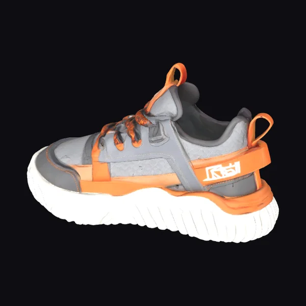 Gray Orange Sports Sneaker