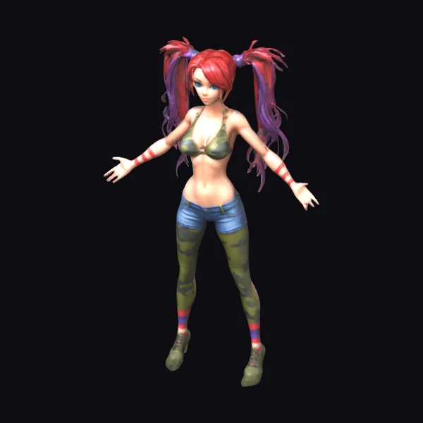 Woman Green Camo Bikini