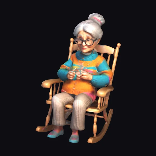 Elderly Woman Knitting