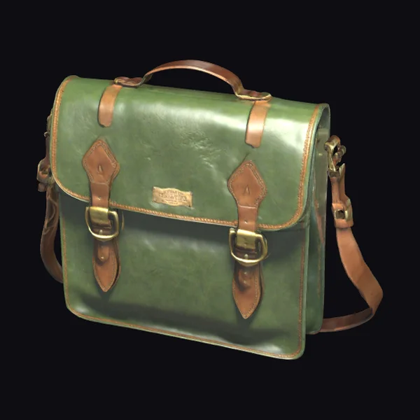 Vintage Green Leather Satchel