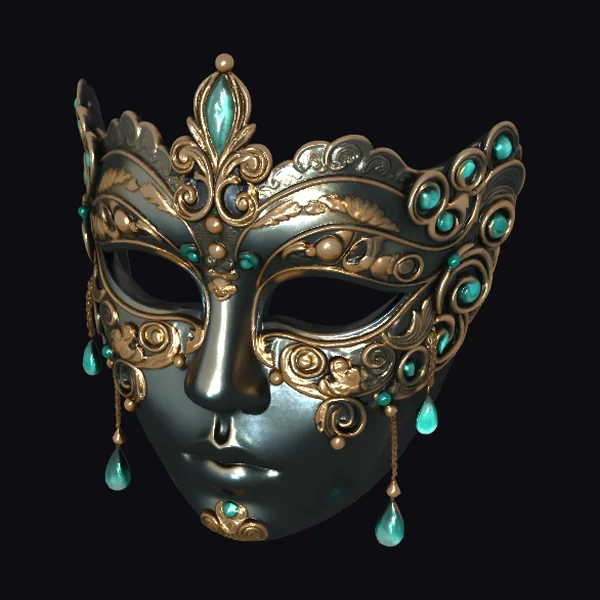Gilded Emerald Masquerade Mask