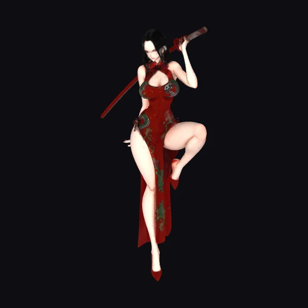 Woman with Crimson Blade