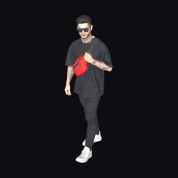 Man with Red Sling Bag