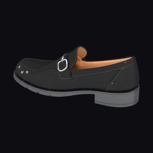 Black Leather Loafer Shoe