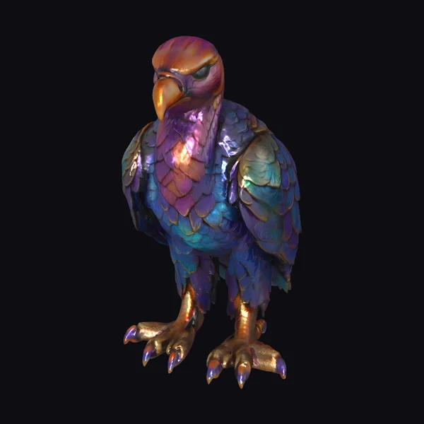 Iridescent Bird Statue