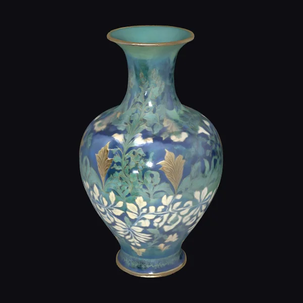 Glossy Floral Pottery Vase