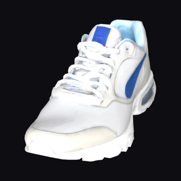 White Sports Shoe Blue Logo
