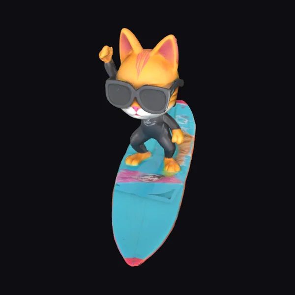 Surfing Cat with Sunglasses