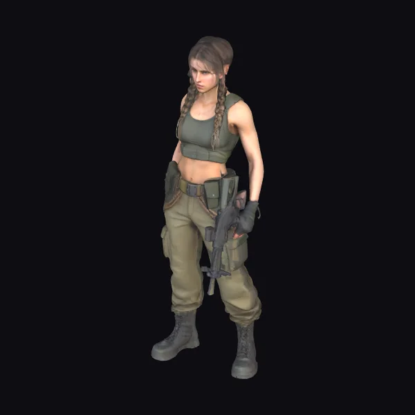 Female Soldier with Rifle