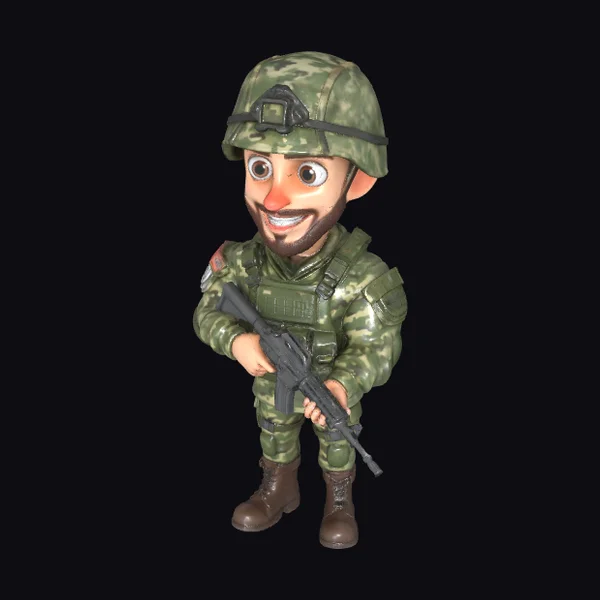 Cartoon Soldier with Gun