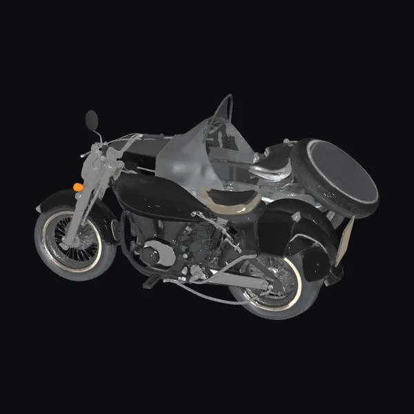 Black Motorcycle with Sidecar