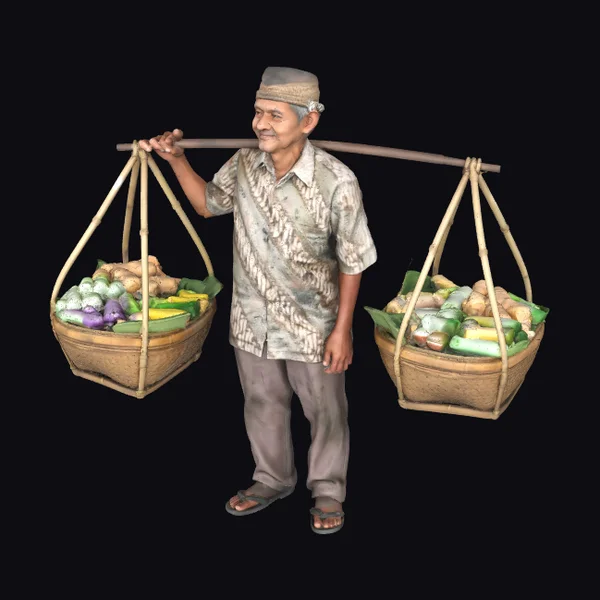 Asian Vendor with Baskets
