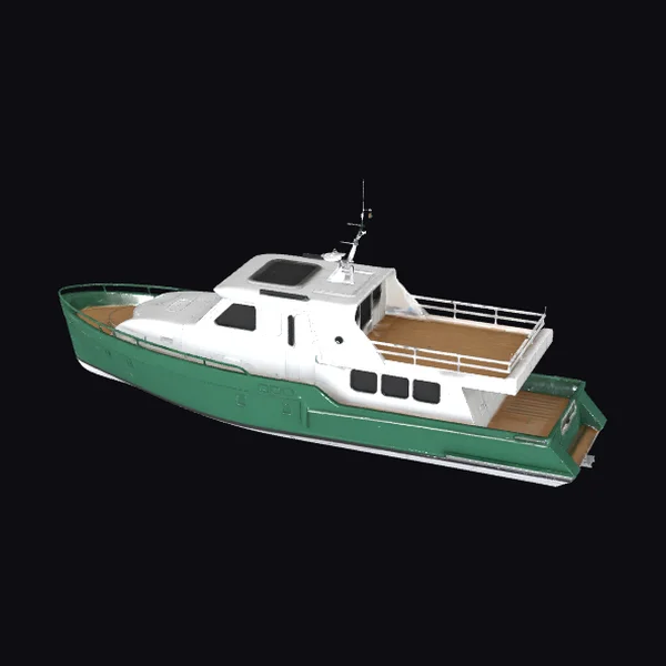 Green and White Yacht