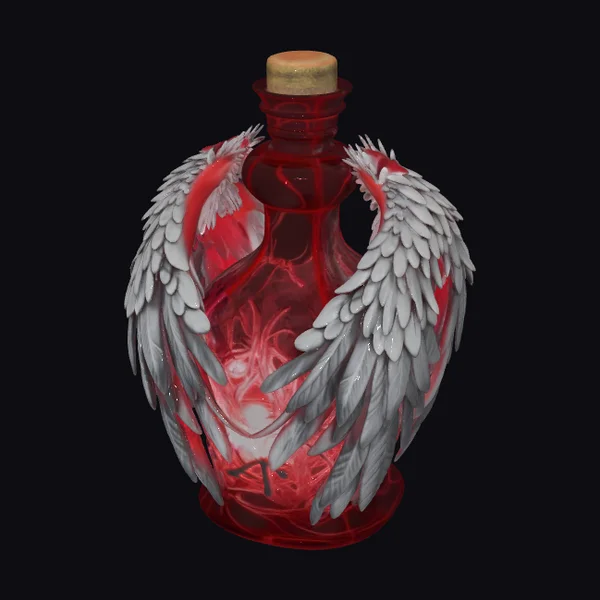 Winged Red Elixir Bottle