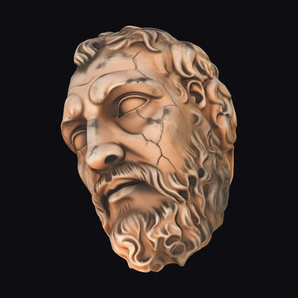 Ancient Bearded Head Sculpture