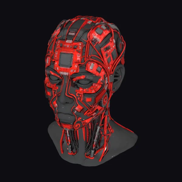 Cyborg Head with Circuits