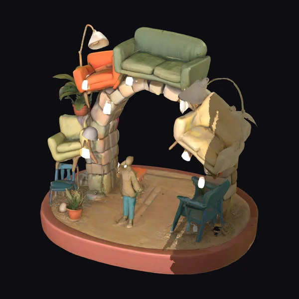 Dismantled Living Room Scene