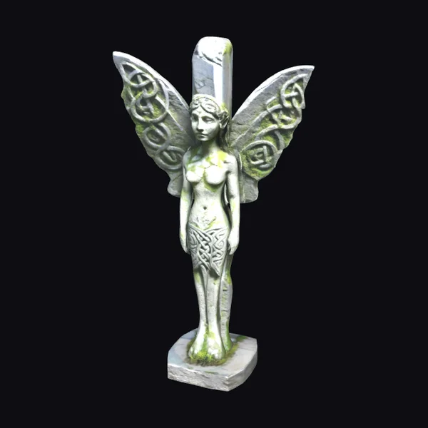 Mossy Stone Fairy Statue
