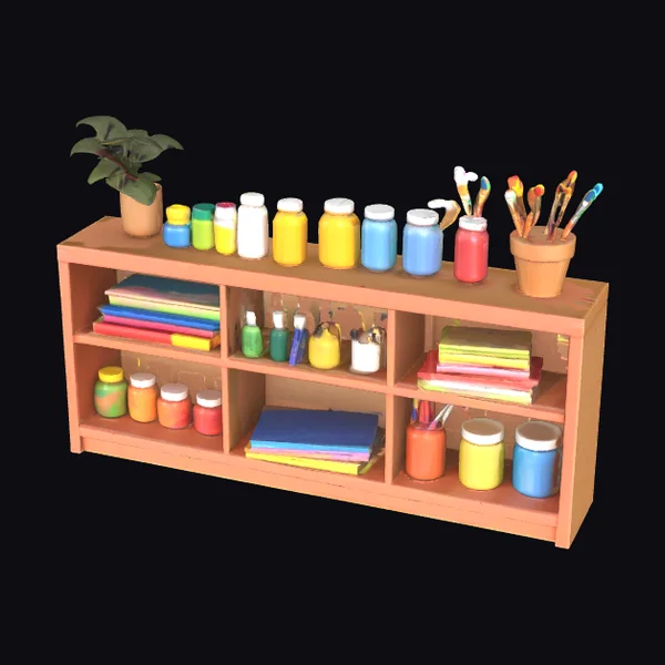 Wooden Art Supply Shelf