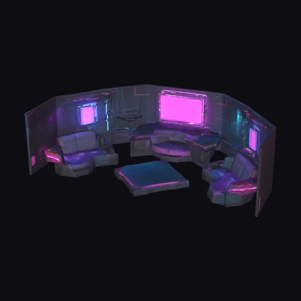 Cyberpunk Neon Room Interior