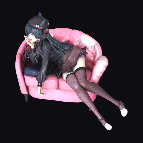 Anime Girl Pink Sofa