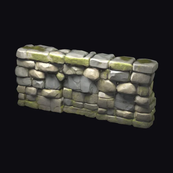 Mossy Stone Wall Section